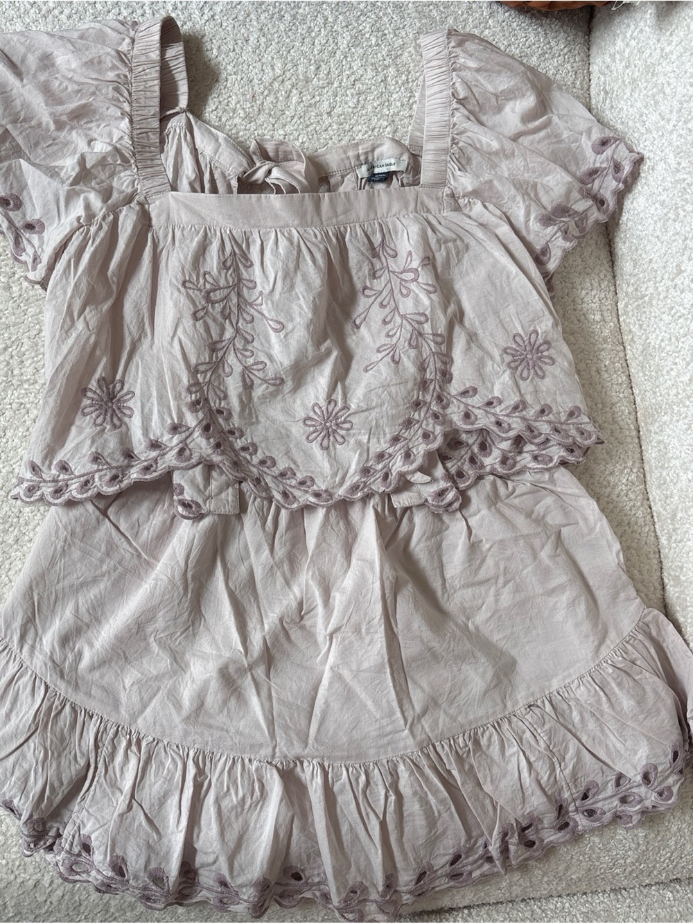 American Eagle Outfitters Light Lavender Ruffled Top